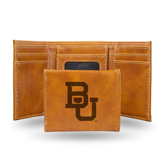 NCAA  Baylor Bears Brown Laser Engraved Tri-Fold Wallet - Men's Accessory
