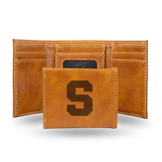 NCAA  Syracuse Orange Brown Laser Engraved Tri-Fold Wallet - Men's Accessory
