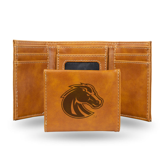 NCAA  Boise State Broncos Brown Laser Engraved Tri-Fold Wallet - Men's Accessory