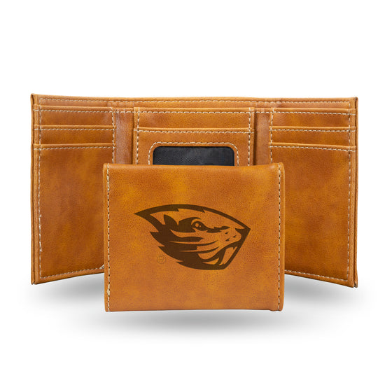 NCAA  Oregon State Beavers Brown Laser Engraved Tri-Fold Wallet - Men's Accessory