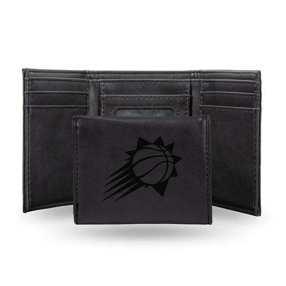 NBA Basketball Phoenix Suns Black Laser Engraved Tri-Fold Wallet - Men's Accessory