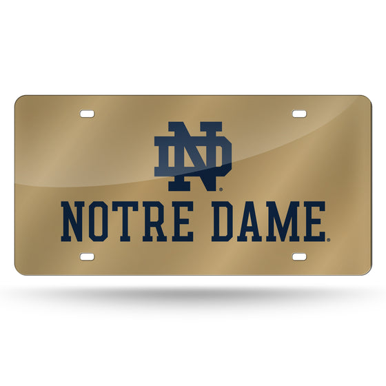 NCAA  Notre Dame Fighting Irish Navy Lettering 12" x 6" Laser Cut Tag For Car/Truck/SUV - Automobile Décor