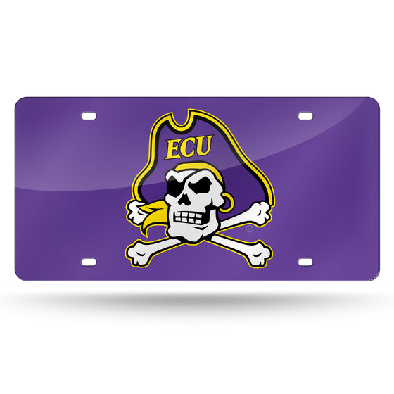 NCAA  East Carolina Pirates Purple 12" x 6" Laser Cut Tag For Car/Truck/SUV - Automobile Décor