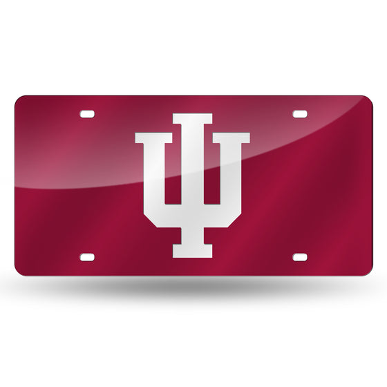 NCAA  Indiana Hoosiers Red 12" x 6" Laser Cut Tag For Car/Truck/SUV - Automobile Décor
