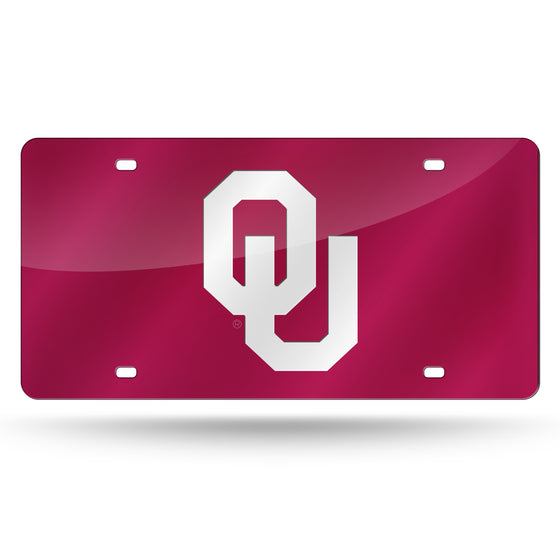 NCAA  Oklahoma Sooners Red 12" x 6" Laser Cut Tag For Car/Truck/SUV - Automobile Décor