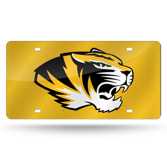 NCAA  Missouri Tigers Yellow 12" x 6" Laser Cut Tag For Car/Truck/SUV - Automobile Décor