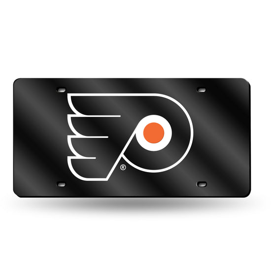 NHL Hockey Philadelphia Flyers Black 12" x 6" Laser Cut Tag For Car/Truck/SUV - Automobile Décor