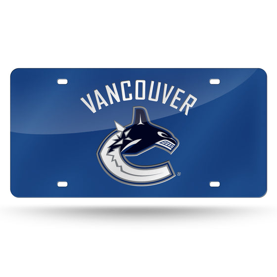 NHL Hockey Vancouver Canucks Blue 12" x 6" Laser Cut Tag For Car/Truck/SUV - Automobile Décor