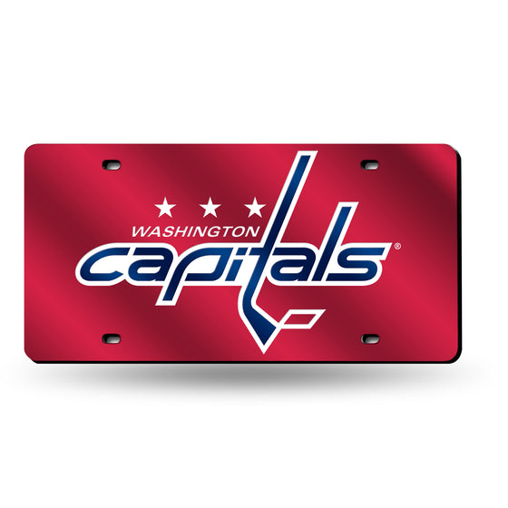 NHL Hockey Washington Capitals Red 12" x 6" Laser Cut Tag For Car/Truck/SUV - Automobile Décor