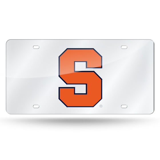 NCAA  Syracuse Orange  12" x 6" Silver Laser Cut Tag For Car/Truck/SUV - Automobile Décor