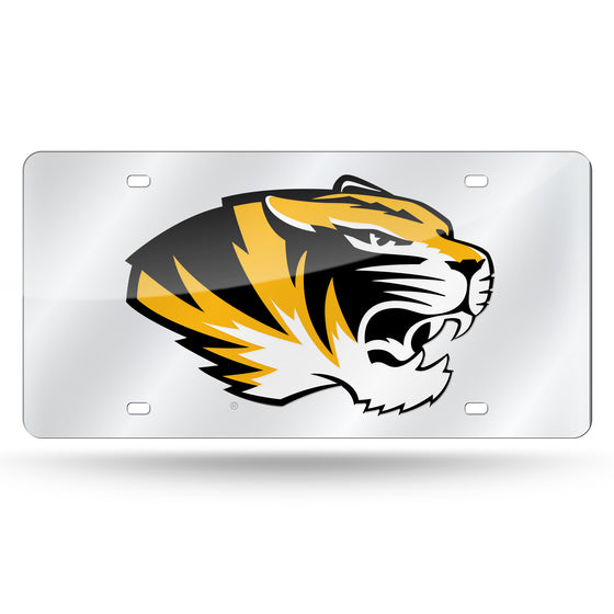 NCAA  Missouri Tigers Silver 12" x 6" Silver Laser Cut Tag For Car/Truck/SUV - Automobile Décor