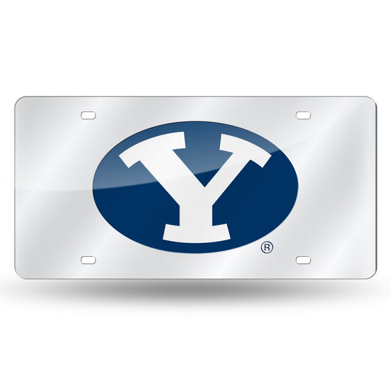 NCAA  BYU Cougars  12" x 6" Silver Laser Cut Tag For Car/Truck/SUV - Automobile Décor