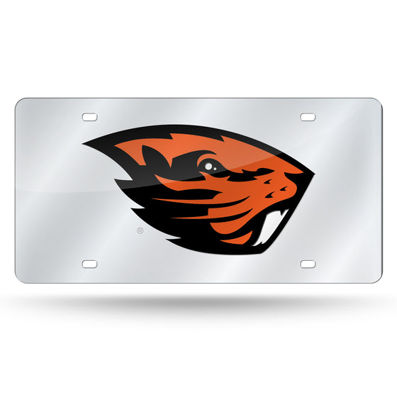 NCAA  Oregon State Beavers  12" x 6" Silver Laser Cut Tag For Car/Truck/SUV - Automobile Décor