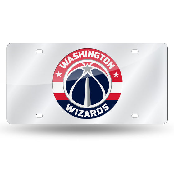 NBA Basketball Washington Wizards Silver 12" x 6" Silver Laser Cut Tag For Car/Truck/SUV - Automobile Décor