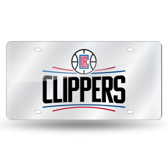 NBA Basketball Los Angeles Clippers Silver 12" x 6" Silver Laser Cut Tag For Car/Truck/SUV - Automobile Décor
