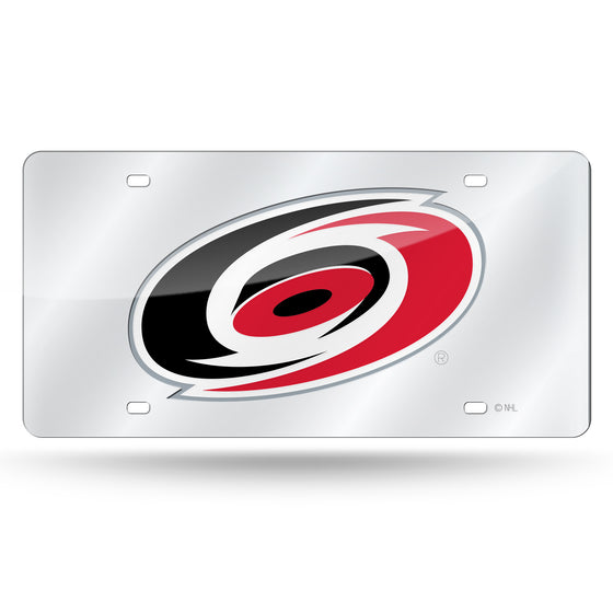 NHL Hockey Carolina Hurricanes  12" x 6" Silver Laser Cut Tag For Car/Truck/SUV - Automobile Décor