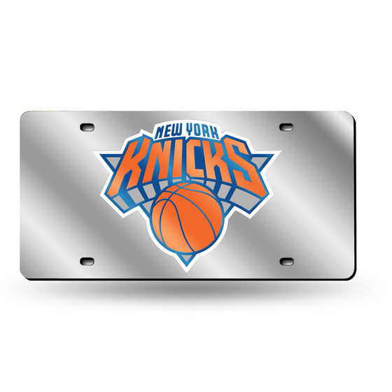 NBA Basketball New York Knicks Silver 12" x 6" Silver Laser Cut Tag For Car/Truck/SUV - Automobile Décor