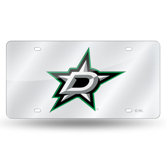 NHL Hockey Dallas Stars  12" x 6" Silver Laser Cut Tag For Car/Truck/SUV - Automobile Décor