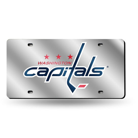 NHL Hockey Washington Capitals Silver 12" x 6" Silver Laser Cut Tag For Car/Truck/SUV - Automobile Décor