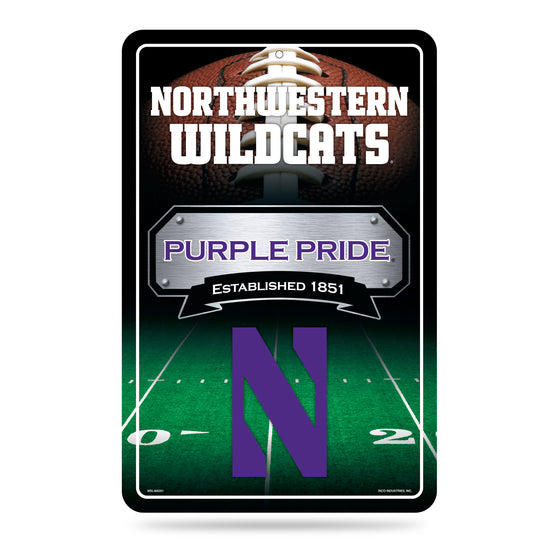 NCAA  Northwestern Wildcats  11" x 17" Large Metal Home Décor Sign
