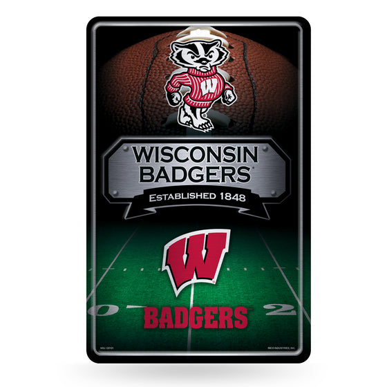 NCAA  Wisconsin Badgers Standard 11" x 17" Large Metal Home Décor Sign