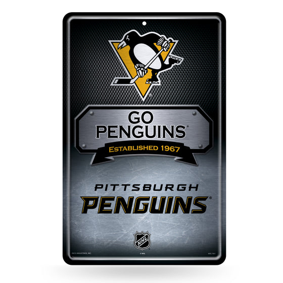 NHL Hockey Pittsburgh Penguins  11" x 17" Large Metal Home Décor Sign