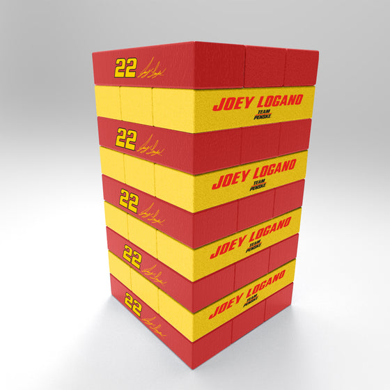 NASCAR Auto Racing Joey Logano #22 Penzoil 2022 Mini Jumbling Tower Game - Wood Stackem Game