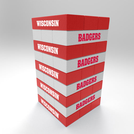 NCAA  Wisconsin Badgers  Mini Jumbling Tower Game - Wood Stackem Game