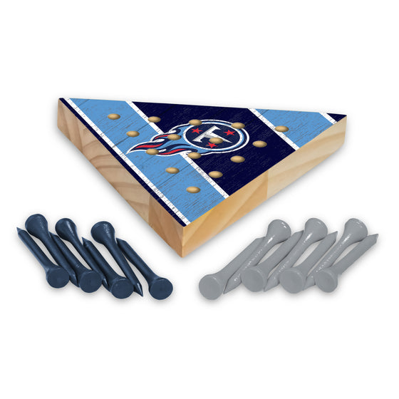 NFL Football Tennessee Titans  4.5" x 4" Wooden Travel Sized Pyramid Game - Toy Peg Games - Triangle - Family Fun