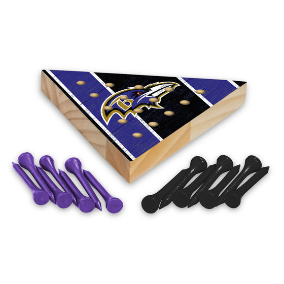 NFL Football Baltimore Ravens  4.5" x 4" Wooden Travel Sized Pyramid Game - Toy Peg Games - Triangle - Family Fun
