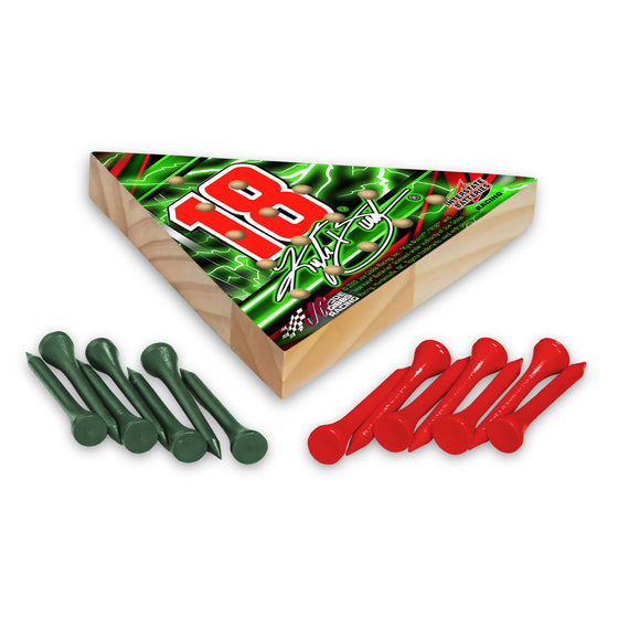 NASCAR Auto Racing Kyle Busch #18 Interstate Batteries 2022 4.5" x 4" Wooden Travel Sized Pyramid Game - Toy Peg Games - Triangle - Family Fun