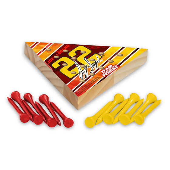 NASCAR Auto Racing Joey Logano #22 Penzoil 2022 4.5" x 4" Wooden Travel Sized Pyramid Game - Toy Peg Games - Triangle - Family Fun