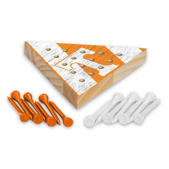 NCAA  Tennessee Volunteers  4.5" x 4" Wooden Travel Sized Pyramid Game - Toy Peg Games - Triangle - Family Fun