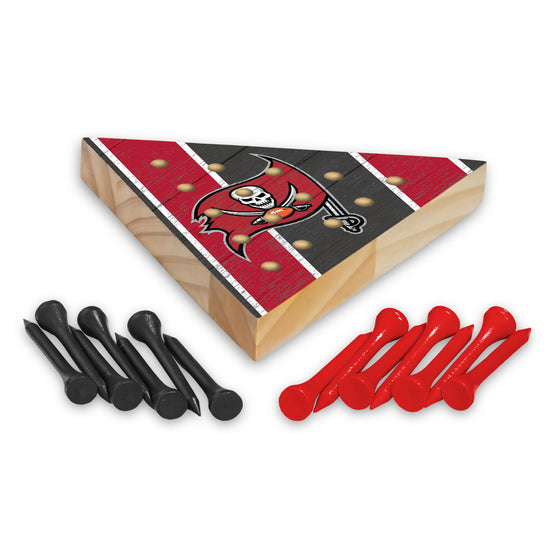 NFL Football Tampa Bay Buccaneers  4.5" x 4" Wooden Travel Sized Pyramid Game - Toy Peg Games - Triangle - Family Fun