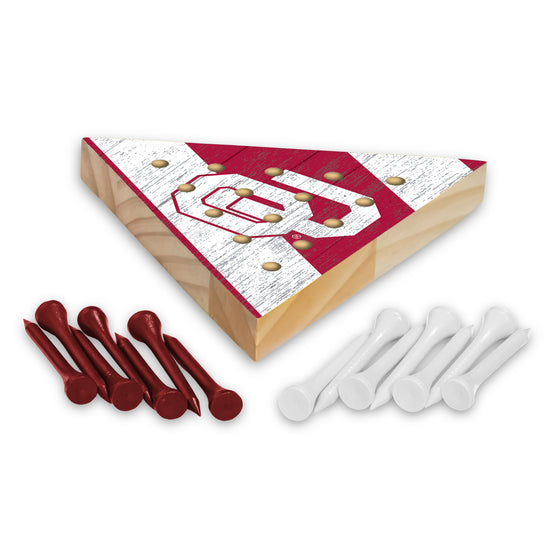 NCAA  Oklahoma Sooners  4.5" x 4" Wooden Travel Sized Pyramid Game - Toy Peg Games - Triangle - Family Fun
