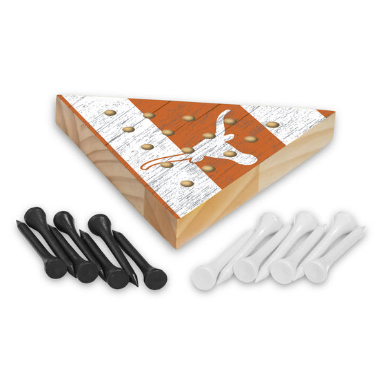 NCAA  Texas Longhorns  4.5" x 4" Wooden Travel Sized Pyramid Game - Toy Peg Games - Triangle - Family Fun