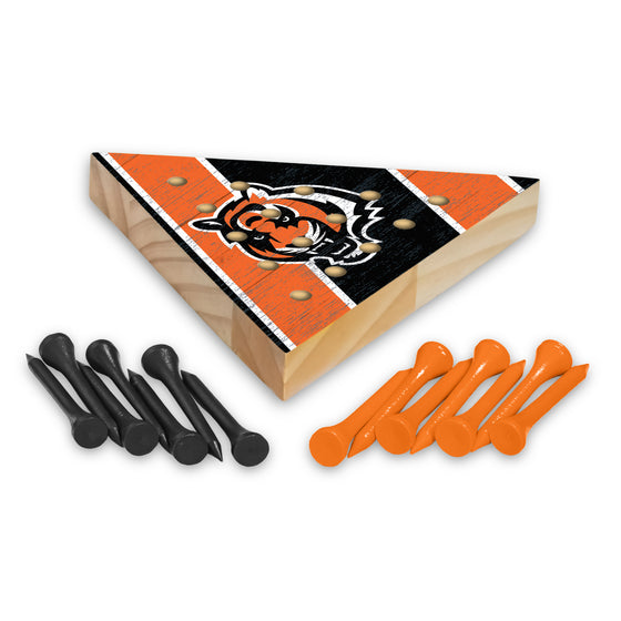 NFL Football Cincinnati Bengals  4.5" x 4" Wooden Travel Sized Pyramid Game - Toy Peg Games - Triangle - Family Fun