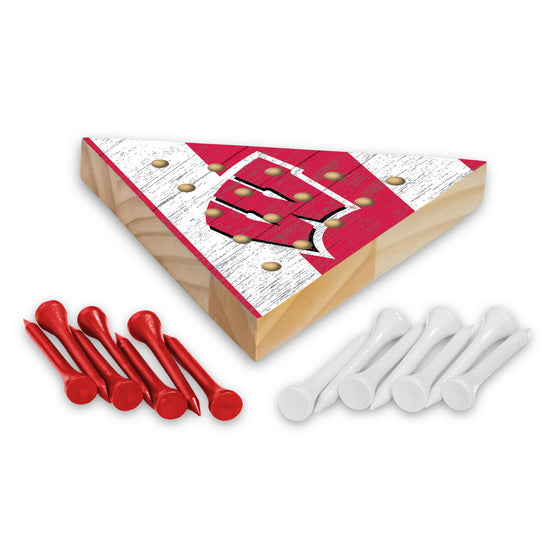 NCAA  Wisconsin Badgers  4.5" x 4" Wooden Travel Sized Pyramid Game - Toy Peg Games - Triangle - Family Fun