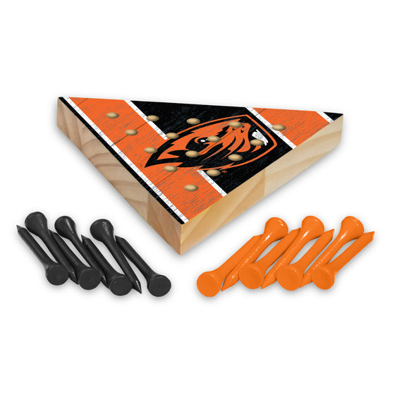 NCAA  Oregon State Beavers  4.5" x 4" Wooden Travel Sized Pyramid Game - Toy Peg Games - Triangle - Family Fun