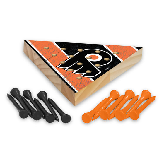 NHL Hockey Philadelphia Flyers  4.5" x 4" Wooden Travel Sized Pyramid Game - Toy Peg Games - Triangle - Family Fun