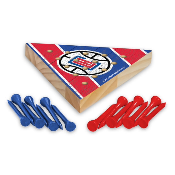 NBA Basketball Los Angeles Clippers  4.5" x 4" Wooden Travel Sized Pyramid Game - Toy Peg Games - Triangle - Family Fun