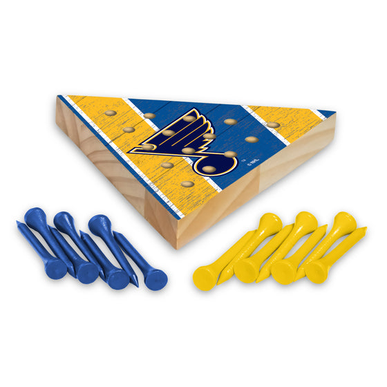 NHL Hockey St. Louis Blues  4.5" x 4" Wooden Travel Sized Pyramid Game - Toy Peg Games - Triangle - Family Fun