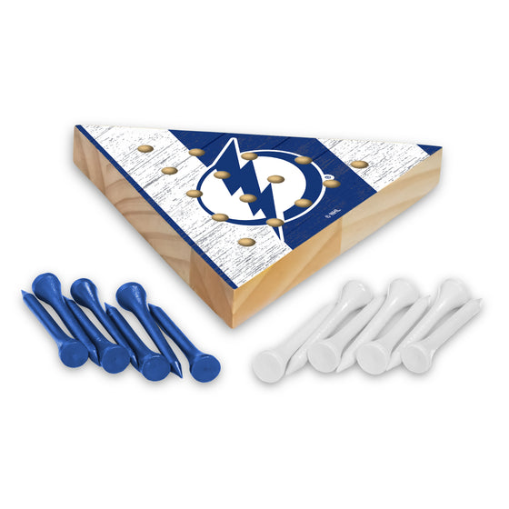 NHL Hockey Tampa Bay Lightning  4.5" x 4" Wooden Travel Sized Pyramid Game - Toy Peg Games - Triangle - Family Fun