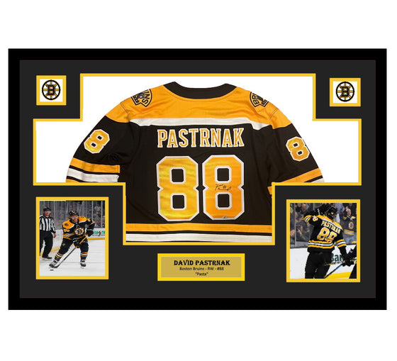 David Pastrnak Autographed Signed & Framed Black Boston Bruins Breakaway Jersey FANATICS COA - 757 Sports Collectibles