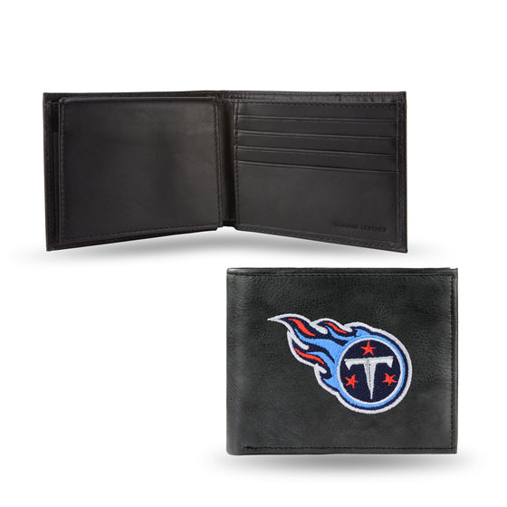 NFL Football Tennessee Titans  Embroidered Genuine Leather Billfold Wallet 3.25" x 4.25" - Slim