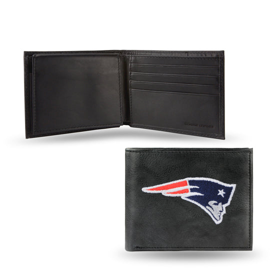 NFL Football New England Patriots  Embroidered Genuine Leather Billfold Wallet 3.25" x 4.25" - Slim