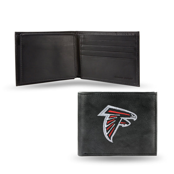 NFL Football Atlanta Falcons  Embroidered Genuine Leather Billfold Wallet 3.25" x 4.25" - Slim