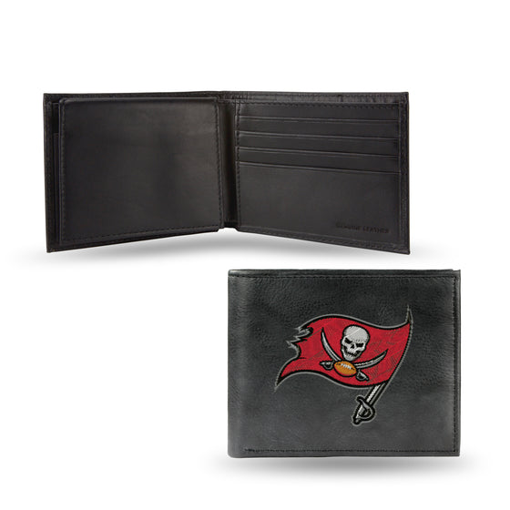 NFL Football Tampa Bay Buccaneers  Embroidered Genuine Leather Billfold Wallet 3.25" x 4.25" - Slim