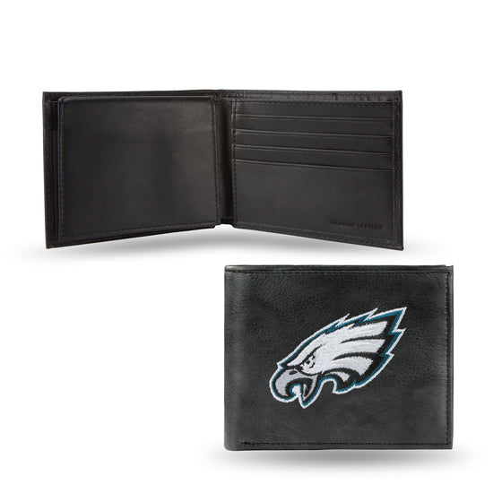 NFL Football Philadelphia Eagles  Embroidered Genuine Leather Billfold Wallet 3.25" x 4.25" - Slim