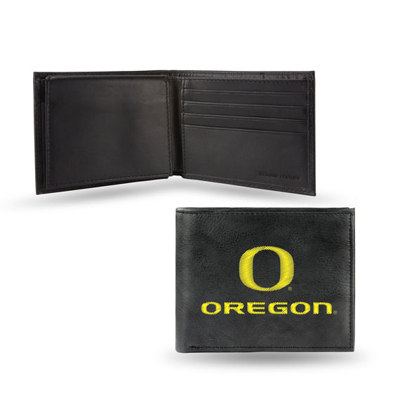 NCAA  Oregon Ducks  Embroidered Genuine Leather Billfold Wallet 3.25" x 4.25" - Slim